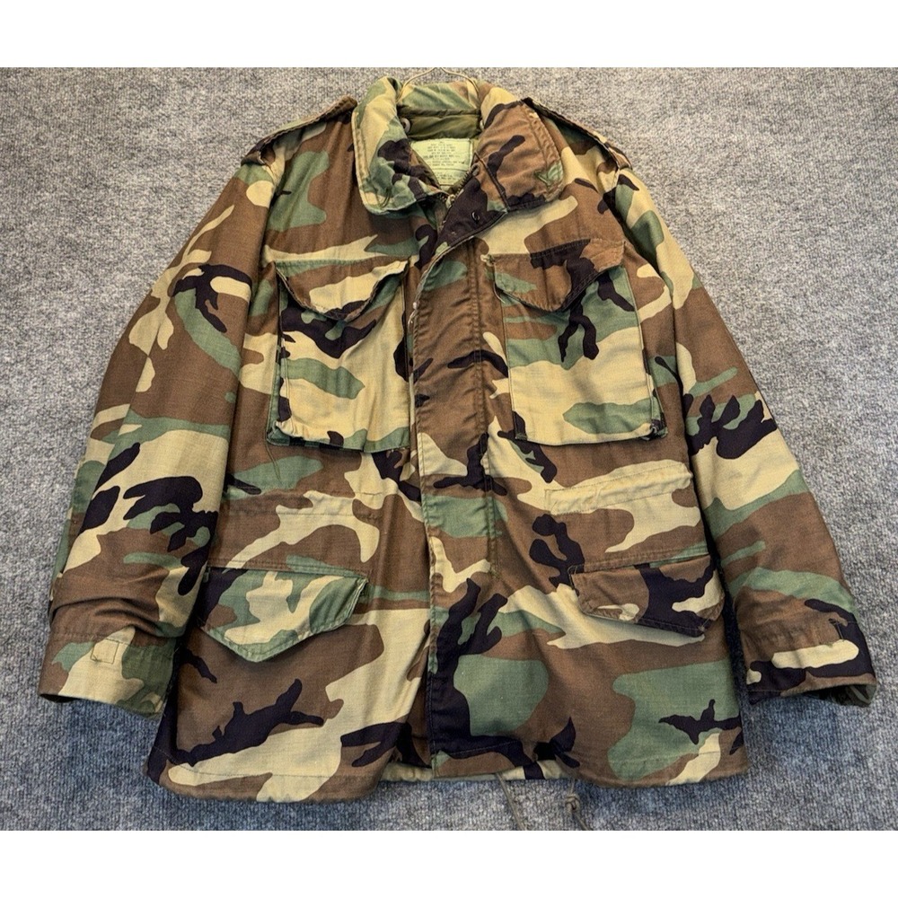 US Military Jacket M65 Cold Weather Woodland Camo Field Coat W/ Liner Small